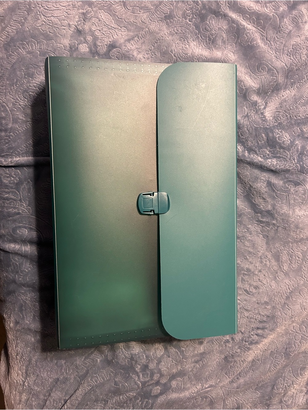 Expanding File Folder / Accordion Document Holder Teal Clip Closure